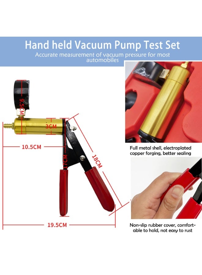 Daytoyz 2 in 1 Brake Bleeder Kit Hand held Vacuum Pump Test Set for Automotive with Protected Case,Adapters,One-Man Brake and Clutch Bleeding System(Red) - Image 2